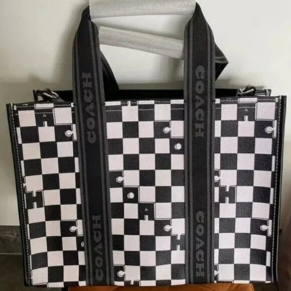 CR101 Coach Smith Tote With Checkerboard Print